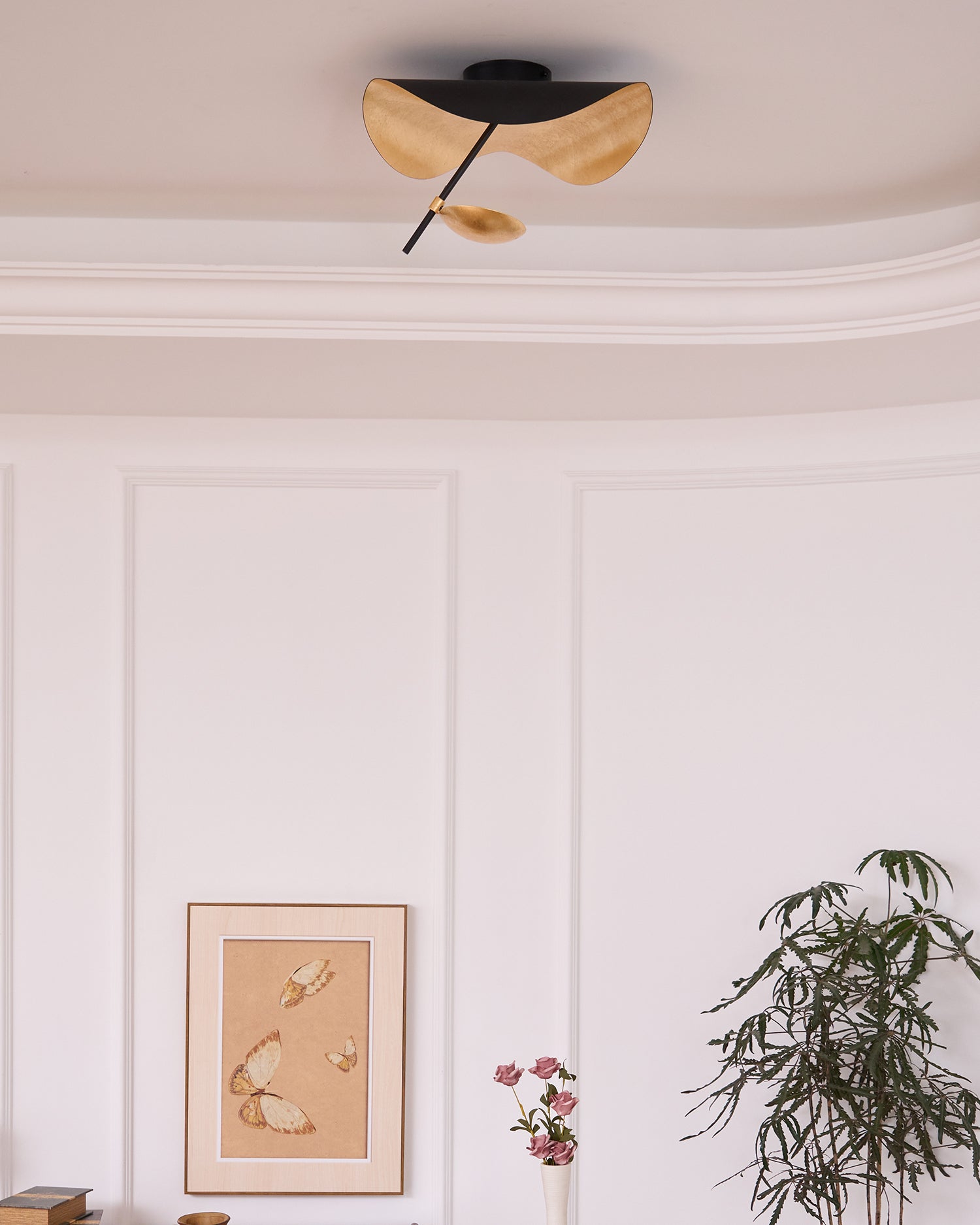 Solenena Ceiling Lamp Curved Shade and Gold Interior