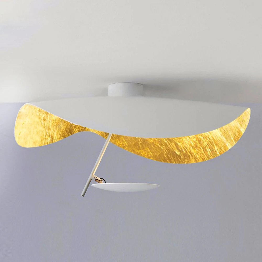 Solenena Ceiling Lamp Curved Shade and Gold Interior