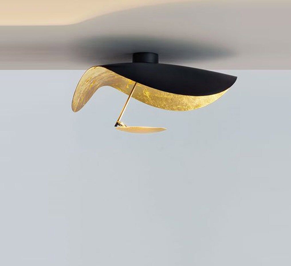 Solenena Ceiling Lamp Curved Shade and Gold Interior