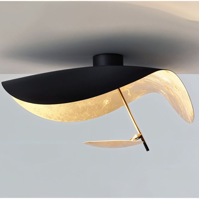 Solenena Ceiling Lamp Curved Shade and Gold Interior