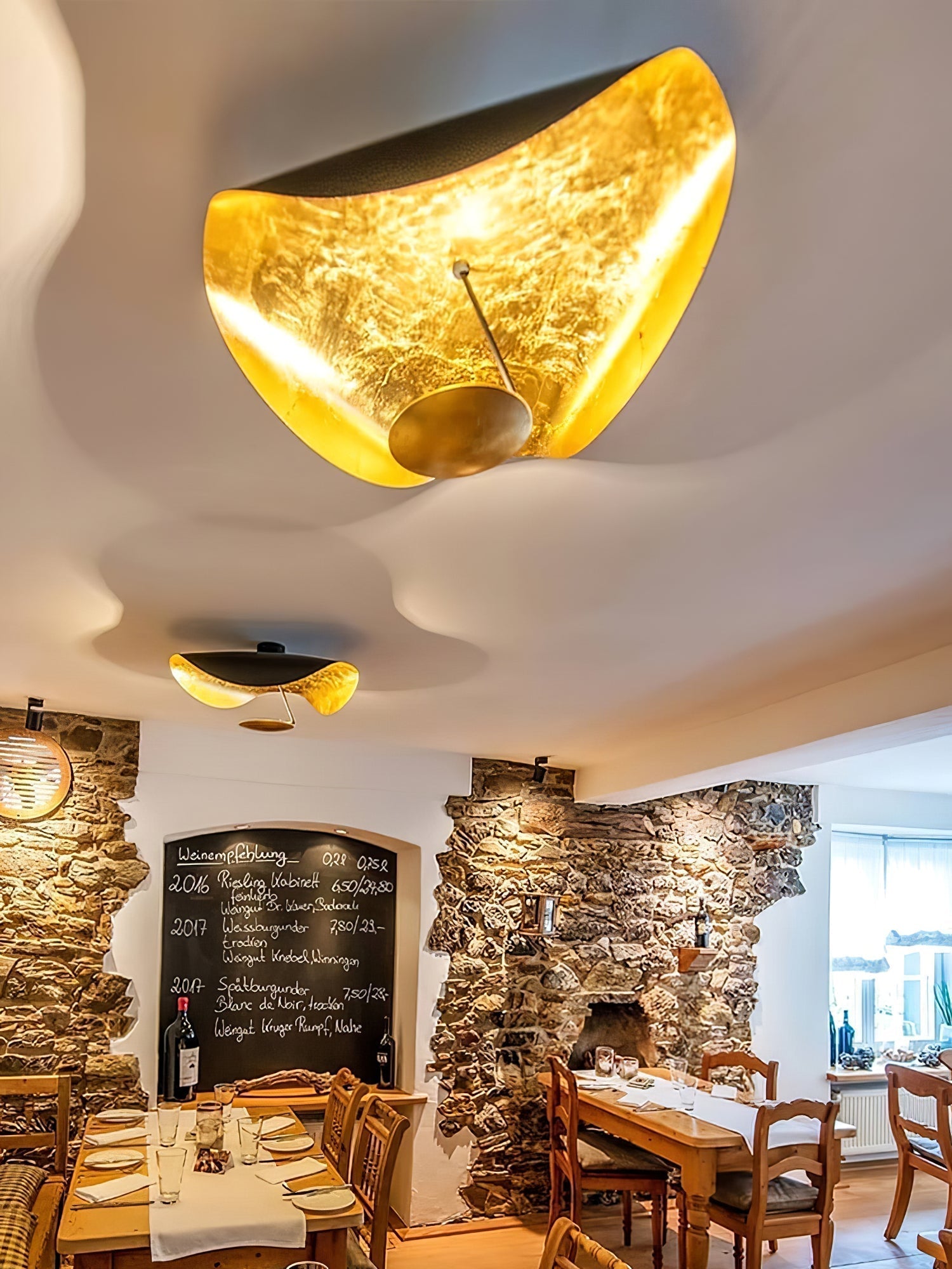 Solenena Ceiling Lamp Curved Shade and Gold Interior