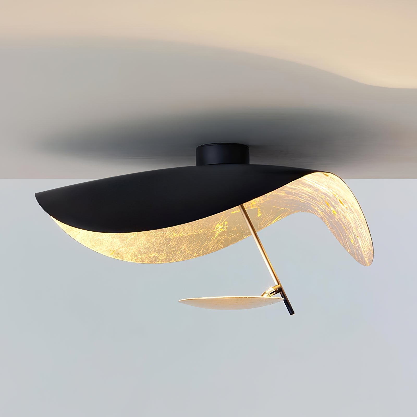 Solenena Ceiling Lamp Curved Shade and Gold Interior