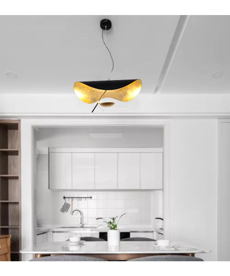 Aurisina Pendant Lamp Black Gold Curved Shade