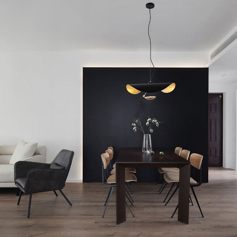 Aurisina Pendant Lamp Black Gold Curved Shade