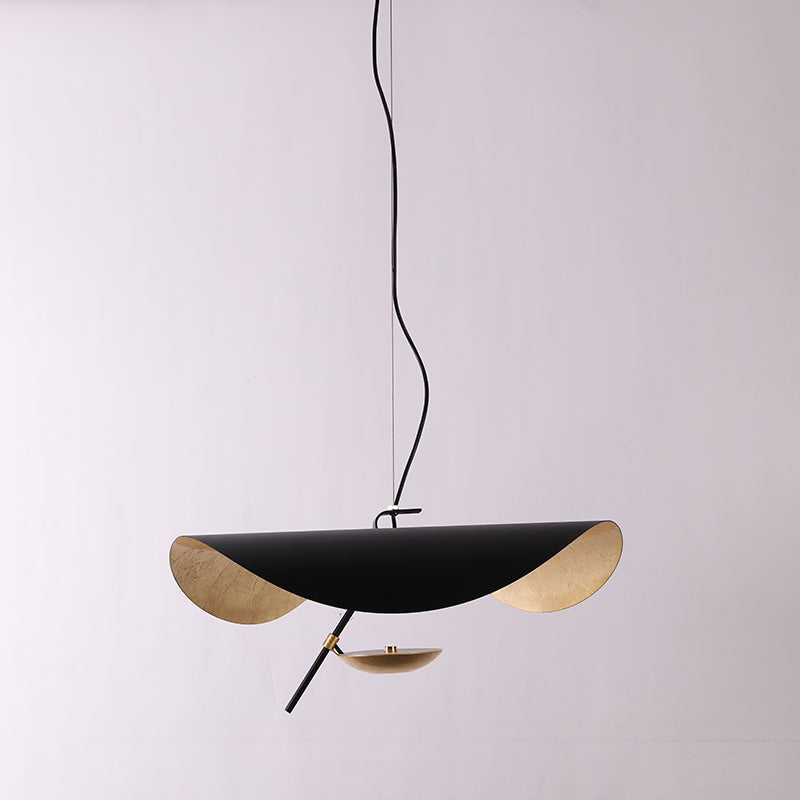 Aurisina Pendant Lamp Black Gold Curved Shade