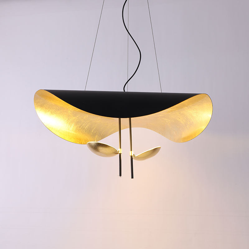 Aurisina Pendant Lamp Black Gold Curved Shade