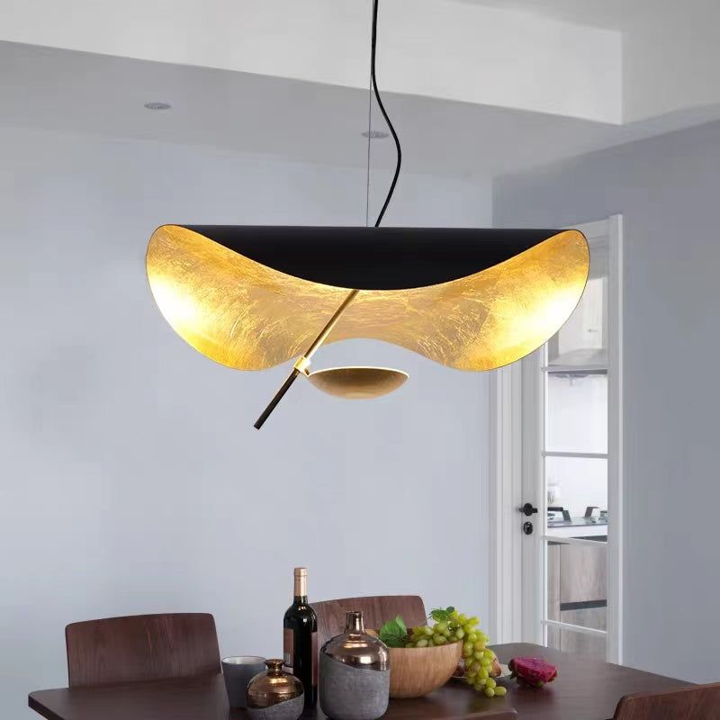 Aurisina Pendant Lamp Black Gold Curved Shade