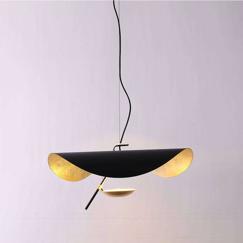 Aurisina Pendant Lamp Black Gold Curved Shade