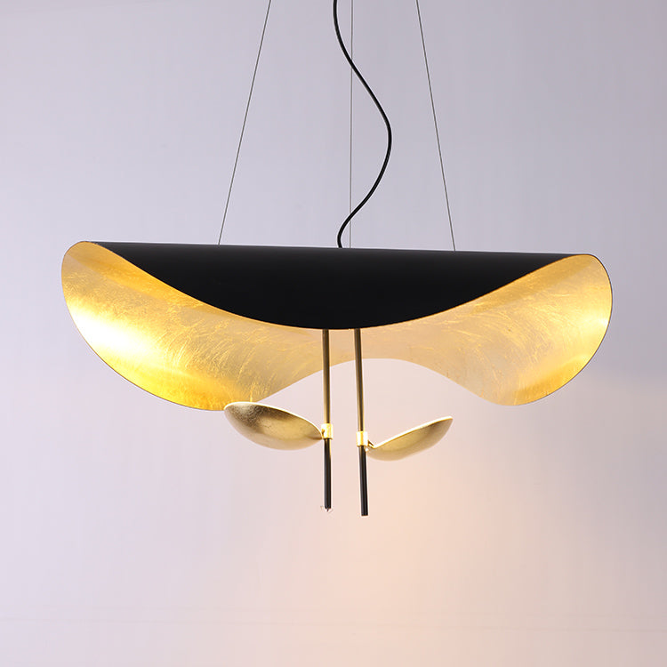 Aurisina Pendant Lamp Black Gold Curved Shade