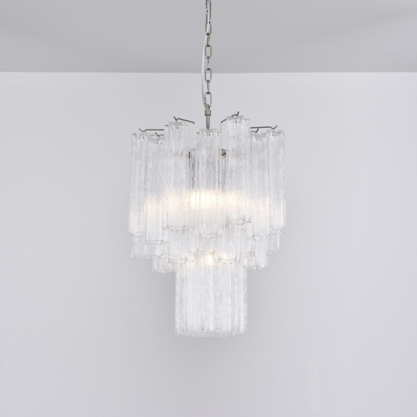 Celorora Chandelier Clear Murano Glass Tube Tiered Modern