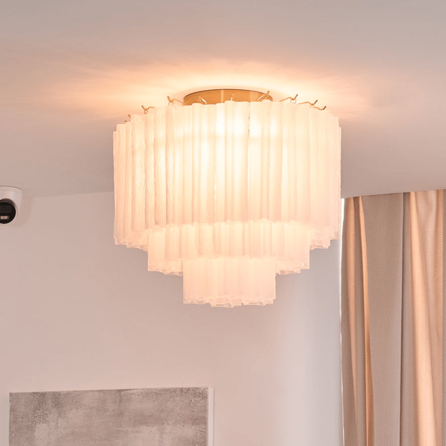 Velelena Ceiling Lamp White Murano Glass Layered Elegant Modern