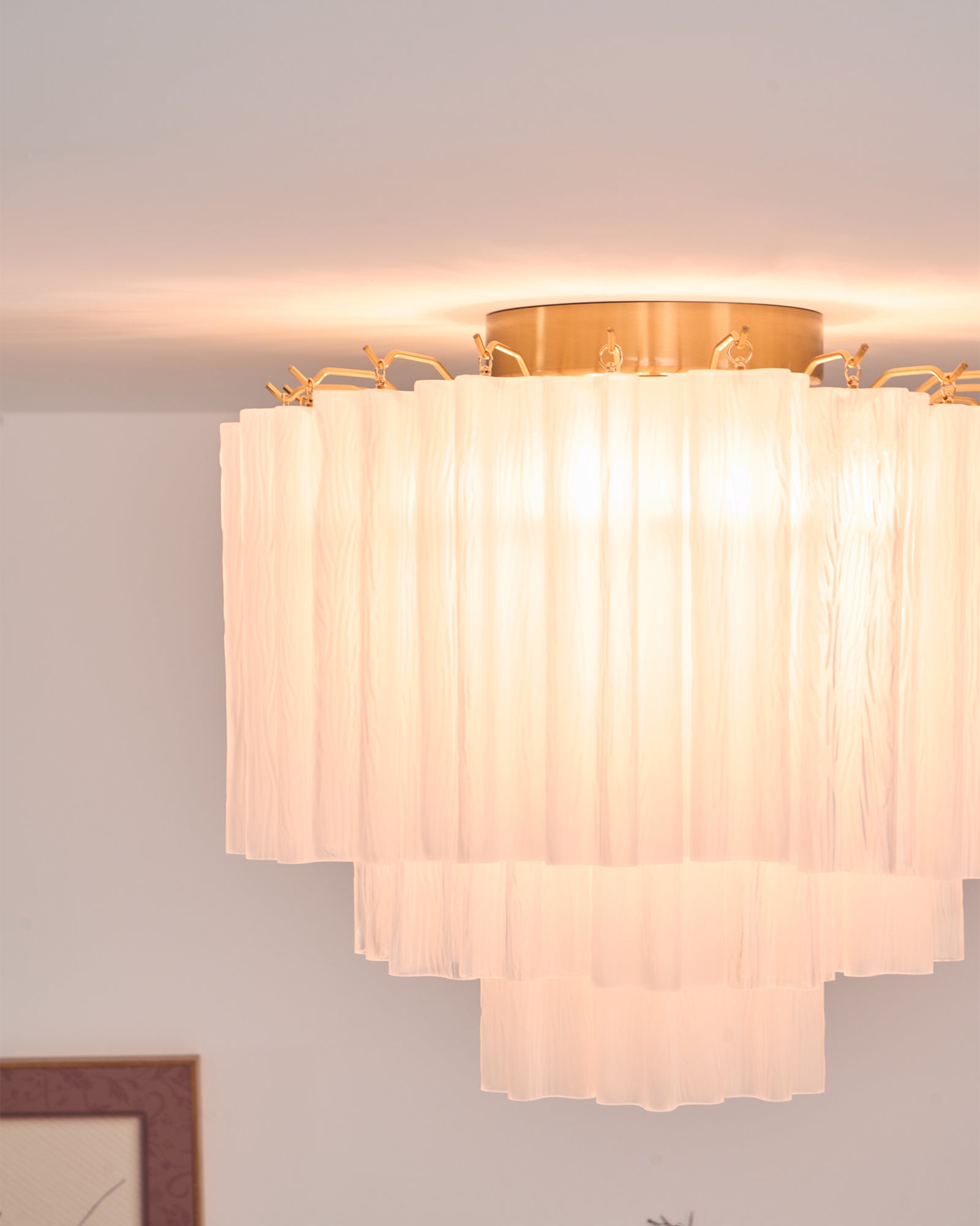 Velelena Ceiling Lamp White Murano Glass Layered Elegant Modern