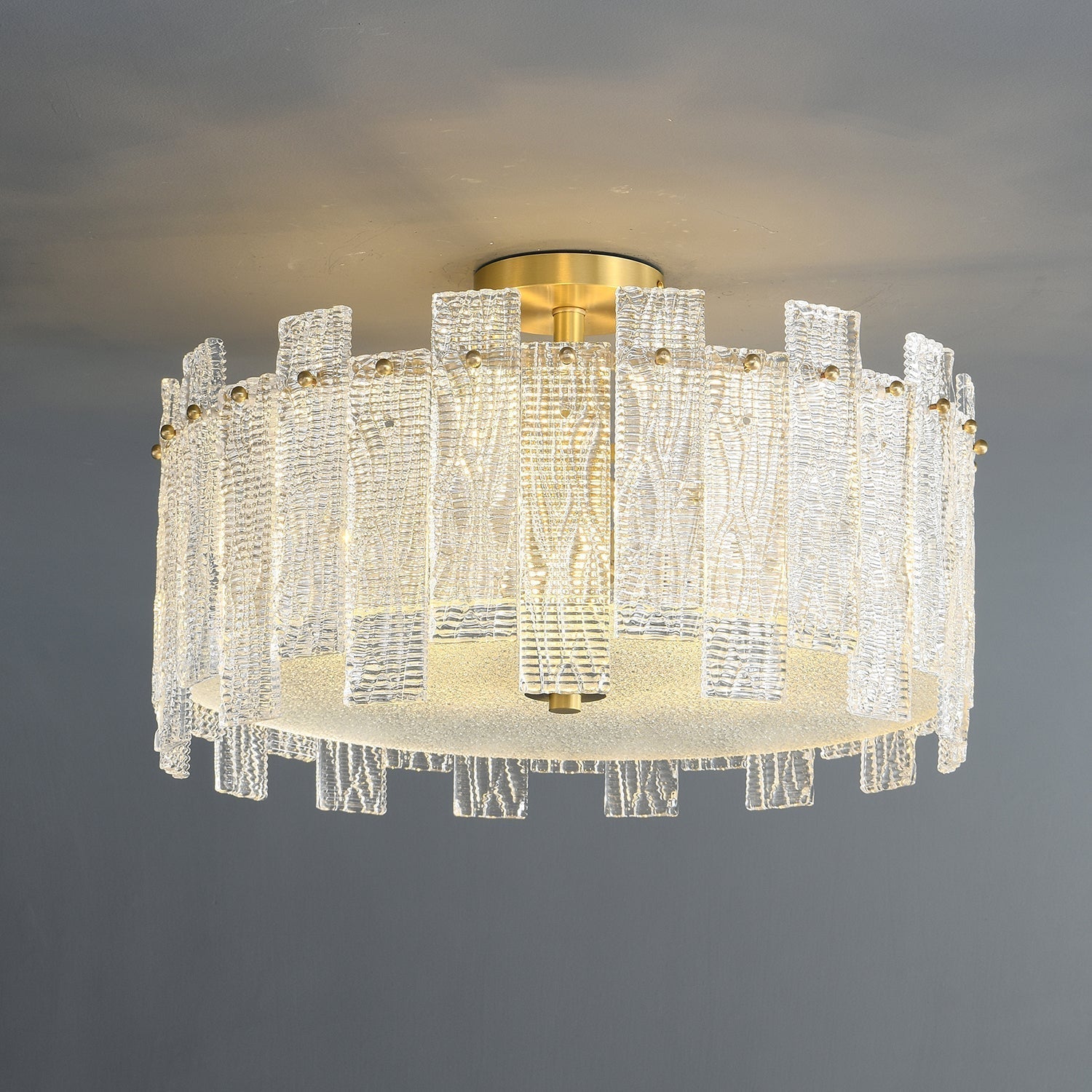 Symiror Postmodern Luxury Brass Glass Ceiling Light