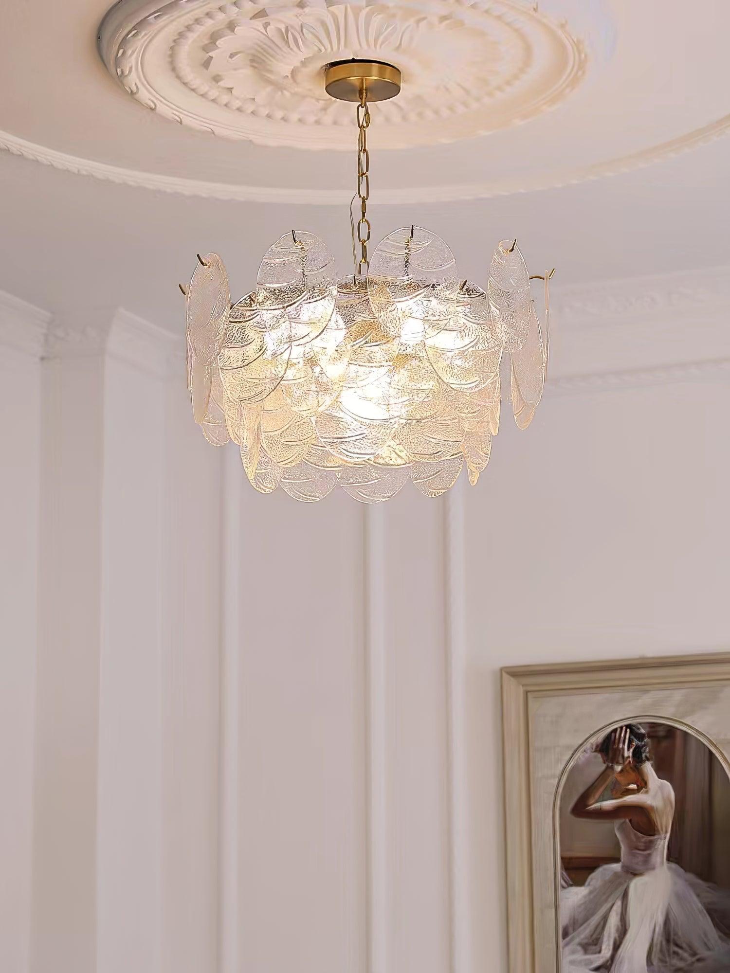 Eirenian Chandelier Glass Disc Gold