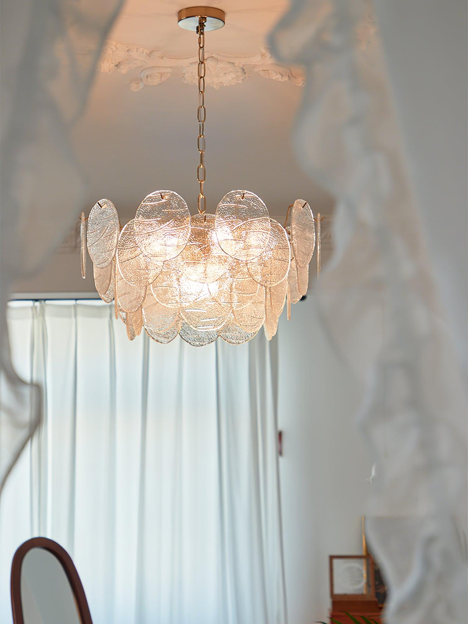 Eirenian Chandelier Glass Disc Gold