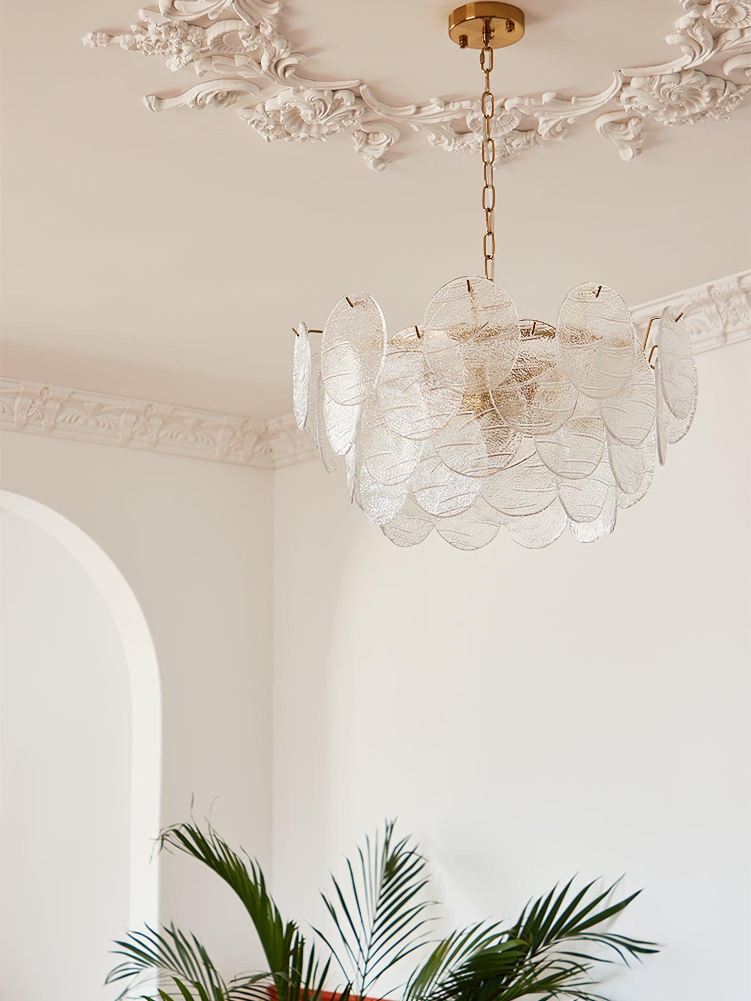 Eirenian Chandelier Glass Disc Gold