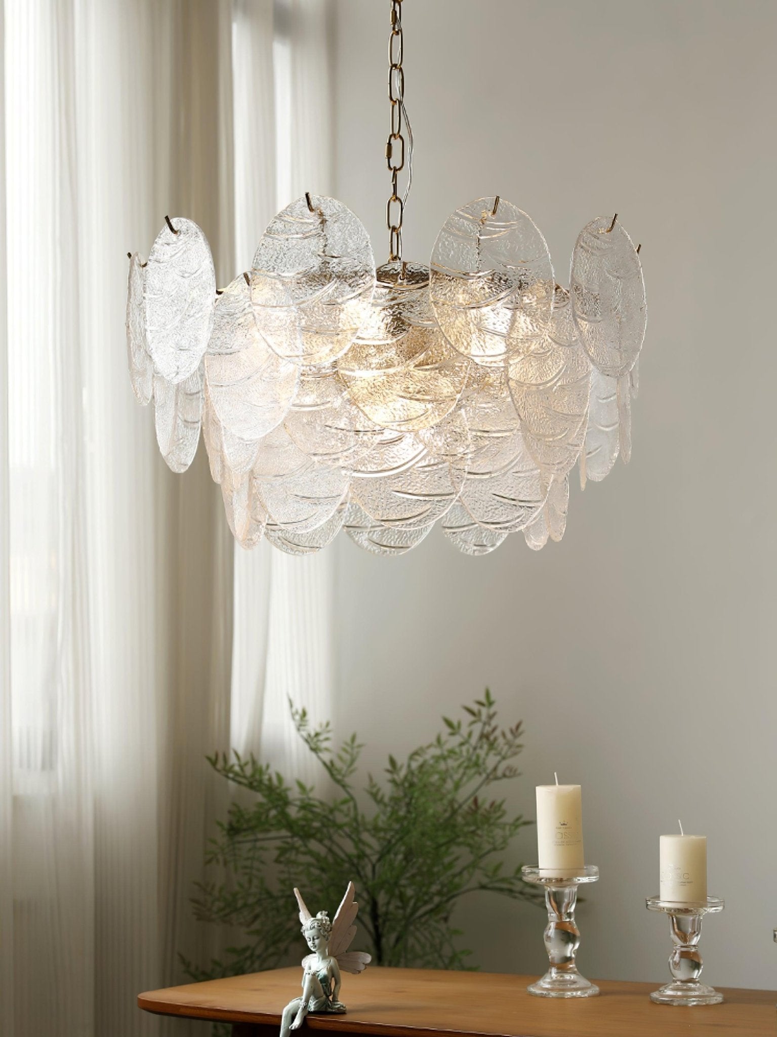 Eirenian Chandelier Glass Disc Gold