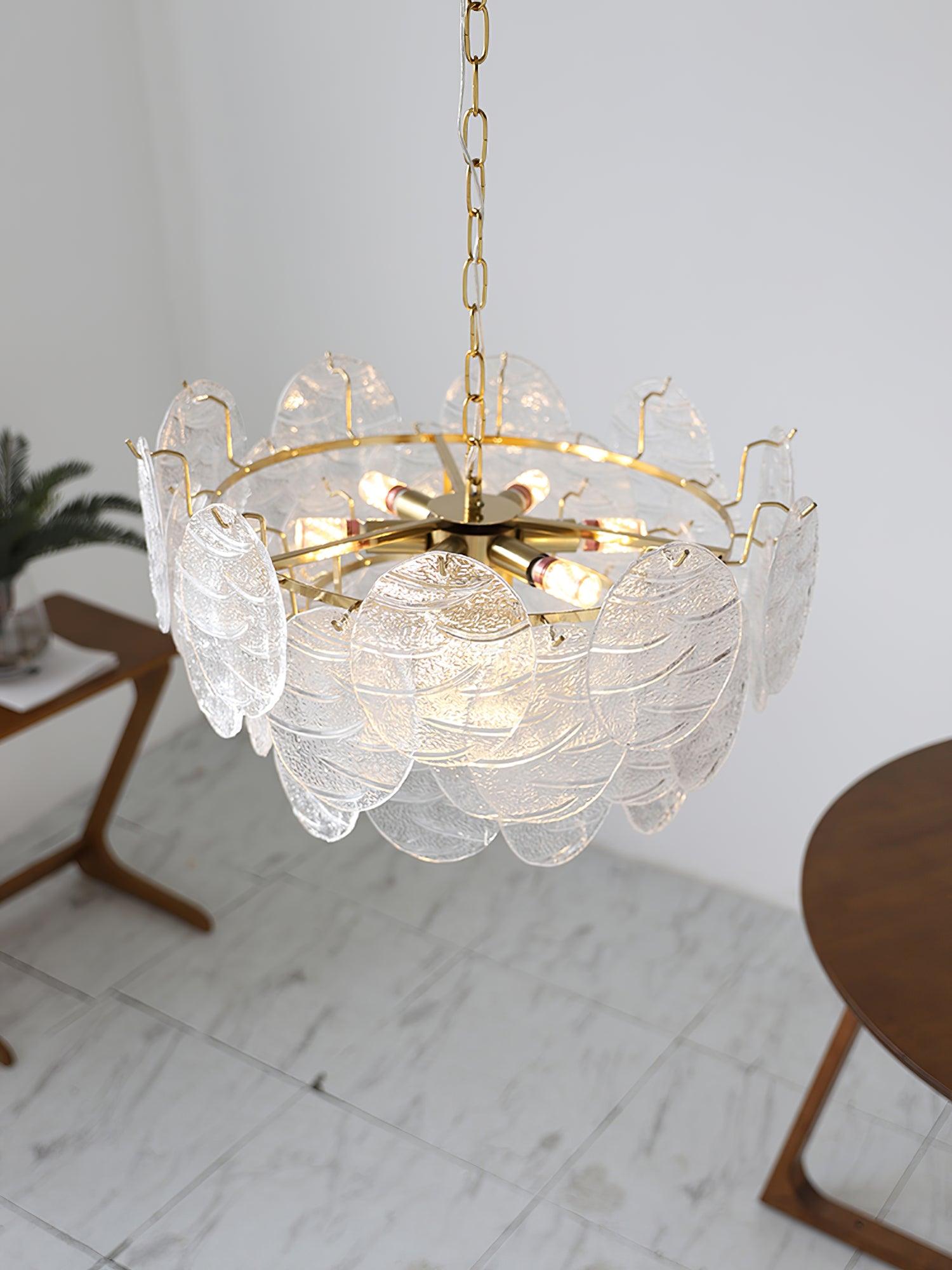 Eirenian Chandelier Glass Disc Gold