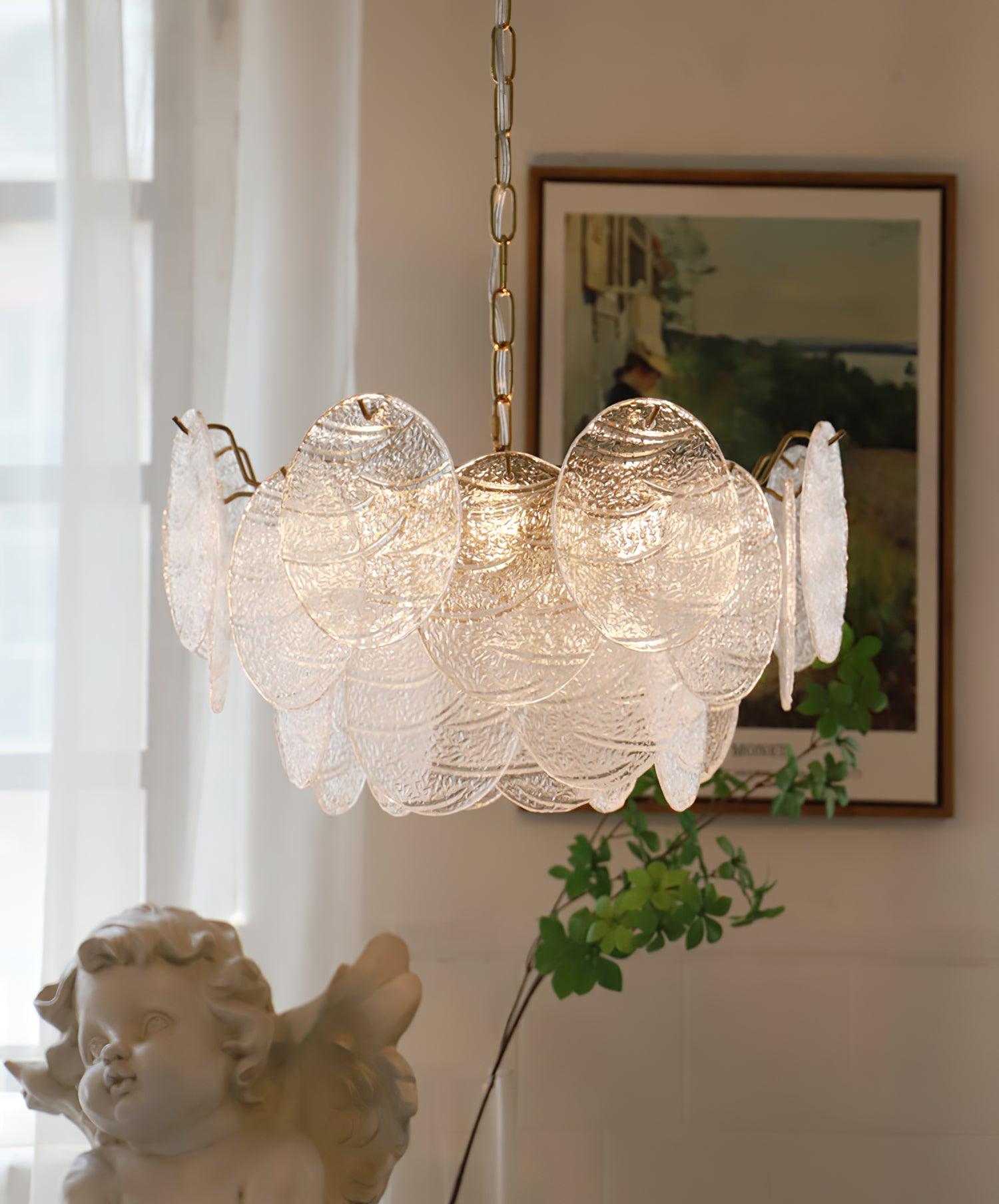 Eirenian Chandelier Glass Disc Gold