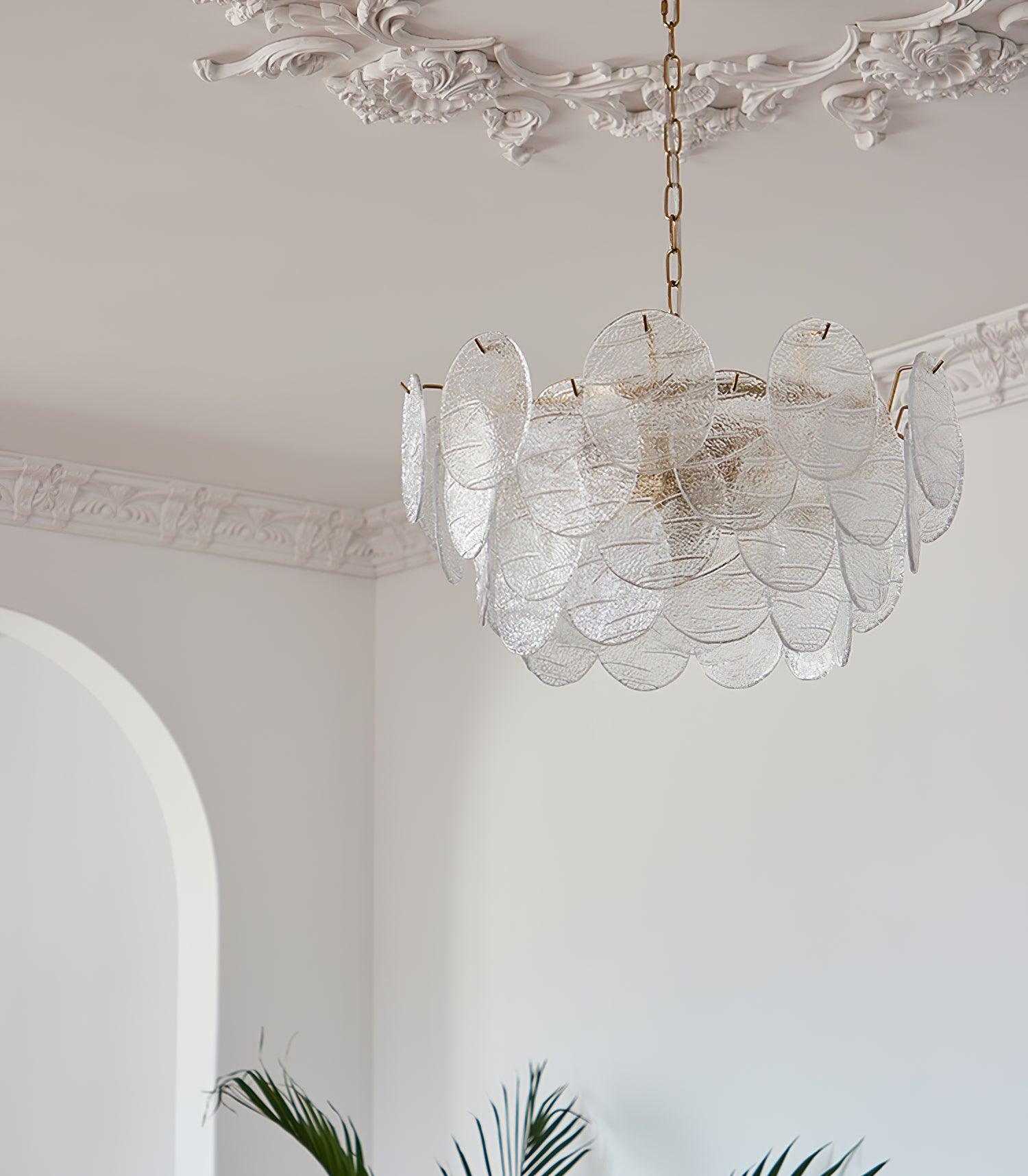 Eirenian Chandelier Glass Disc Gold