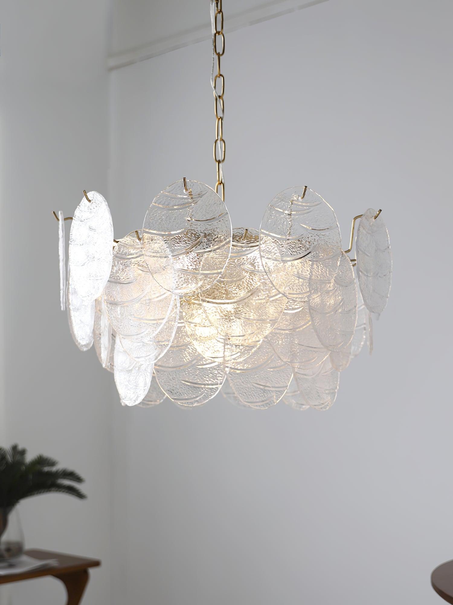 Eirenian Chandelier Glass Disc Gold