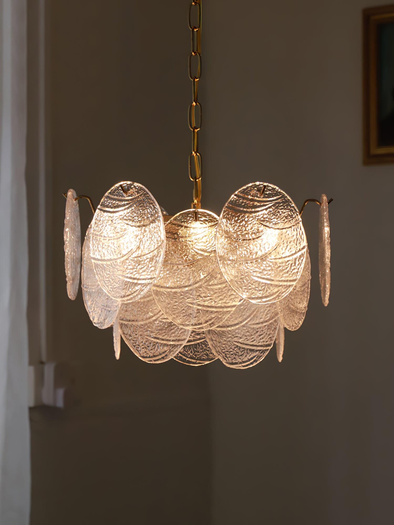 Eirenian Chandelier Glass Disc Gold