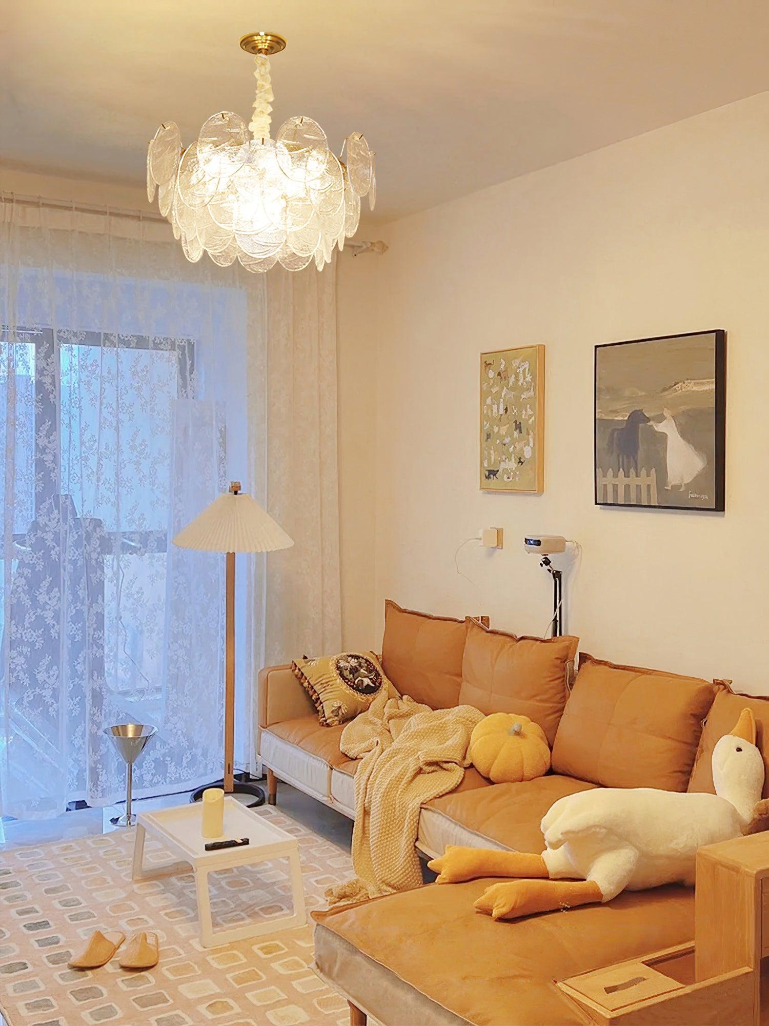 Eirenian Chandelier Glass Disc Gold