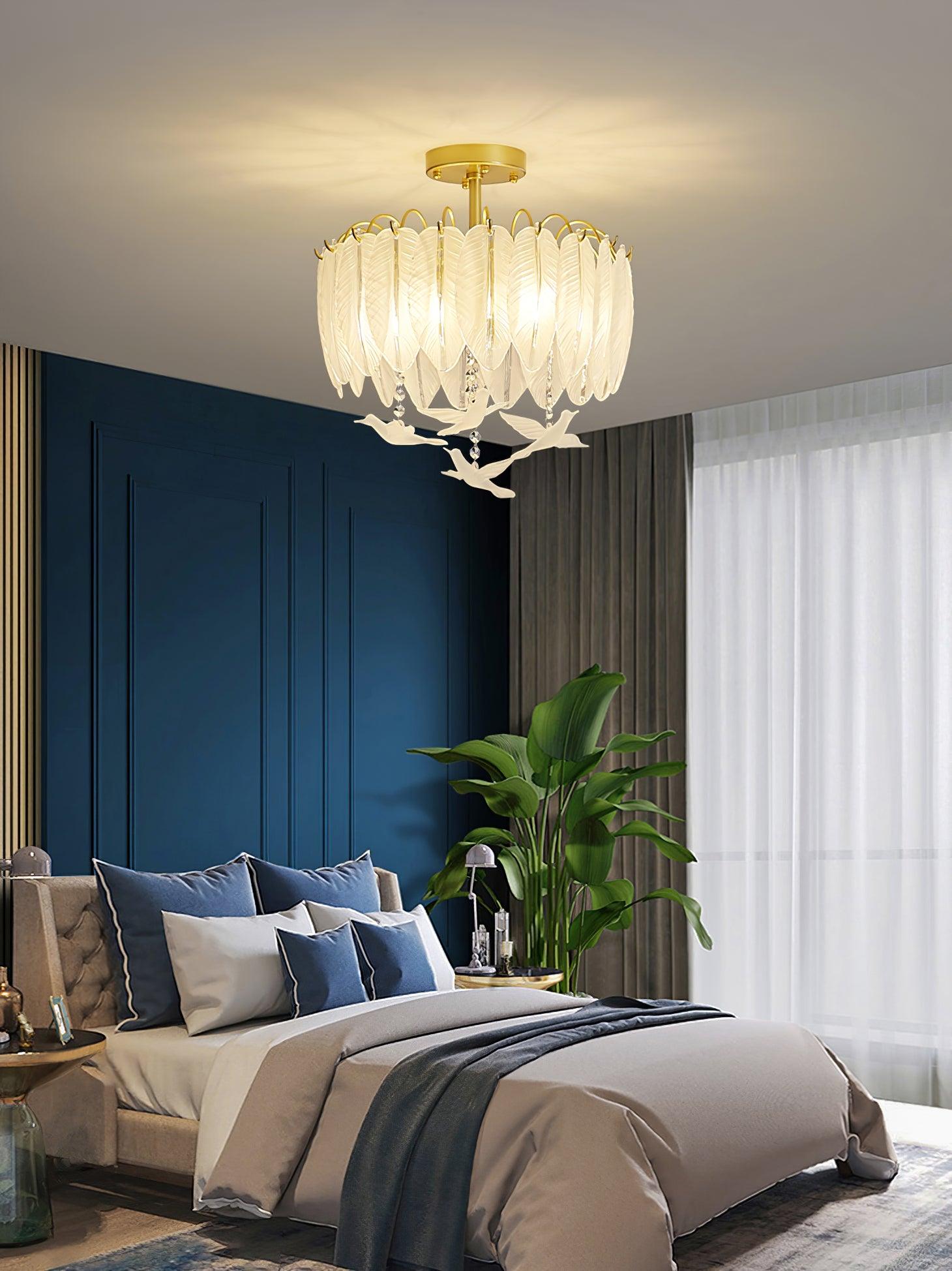 Eiriselle Ceiling Lamp Glass Feather Bird Elegant
