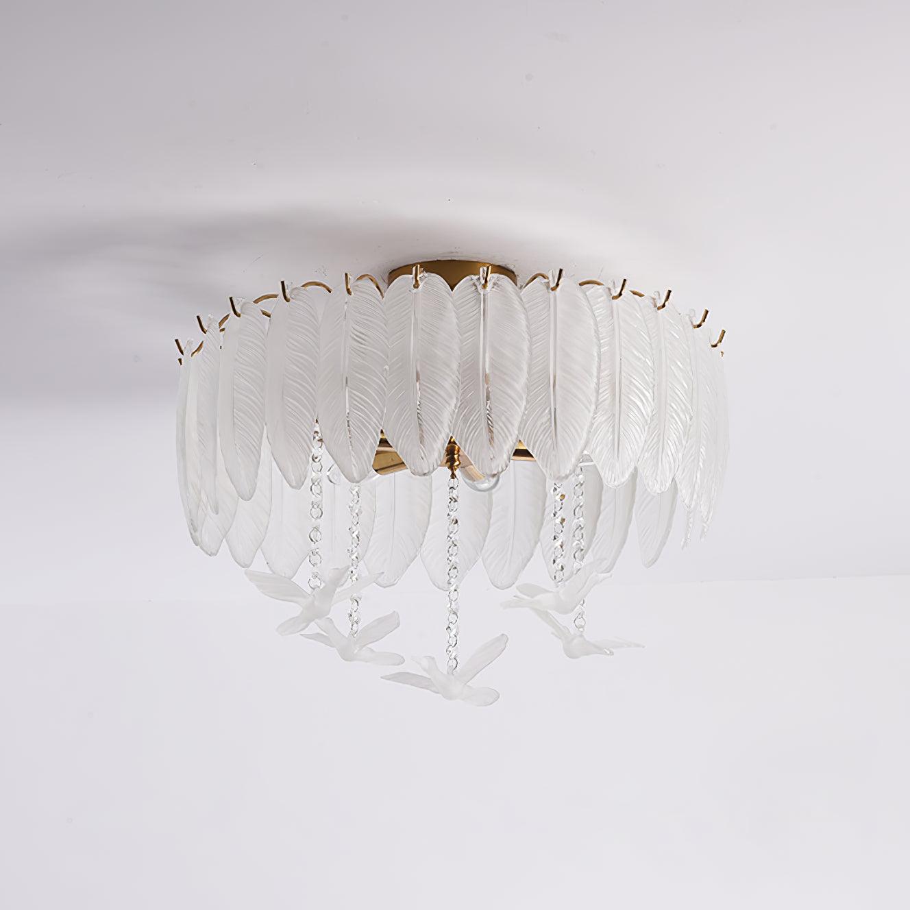Eiriselle Ceiling Lamp Glass Feather Bird Elegant
