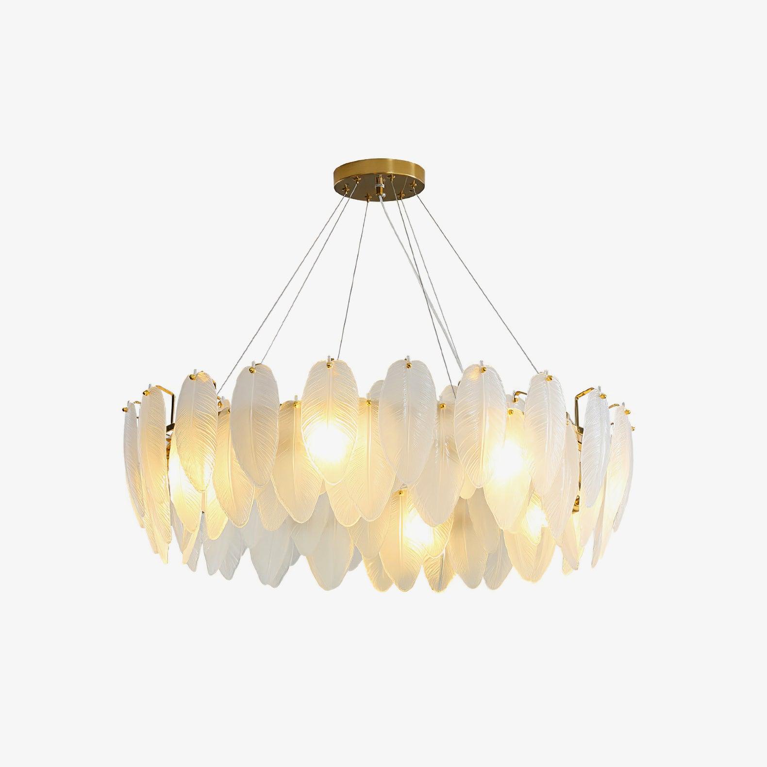Celuissa Chandelier Feather Glass Frosted Layered