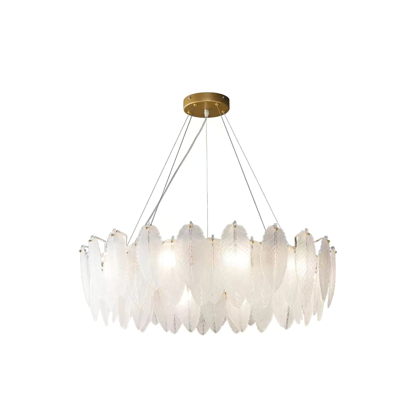 Celuissa Chandelier Feather Glass Frosted Layered