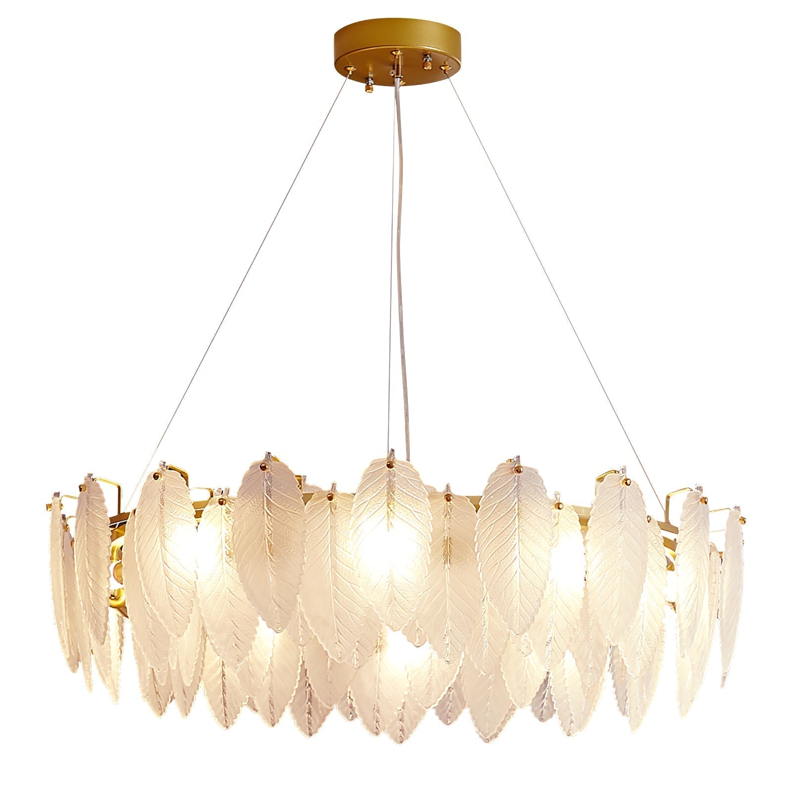 Celuissa Chandelier Feather Glass Frosted Layered