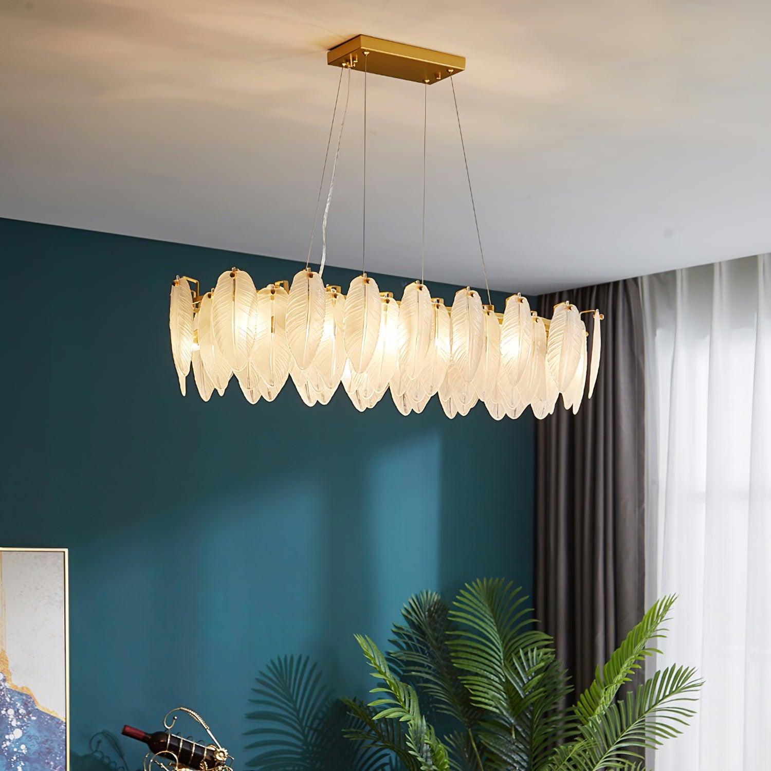 Celuissa Chandelier Feather Glass Frosted Layered