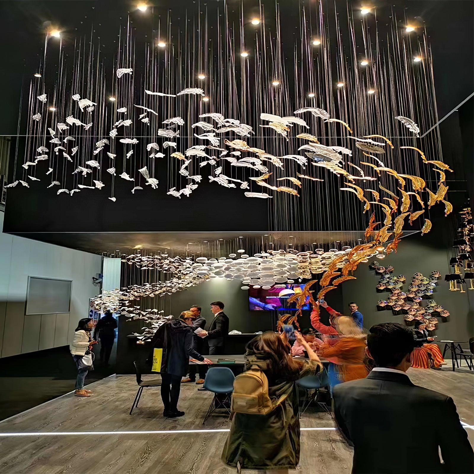 Aetherial Glass Leaf Chandelier