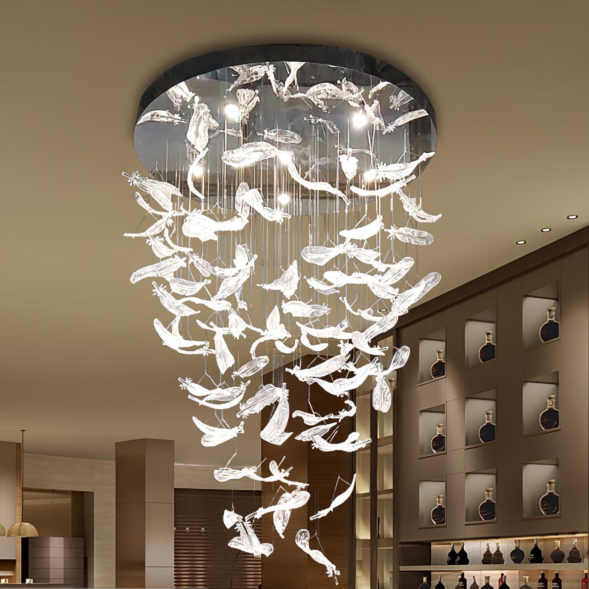 Aetherial Glass Leaf Chandelier