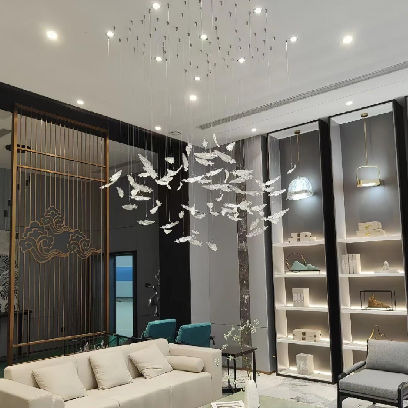 Aetherial Glass Leaf Chandelier
