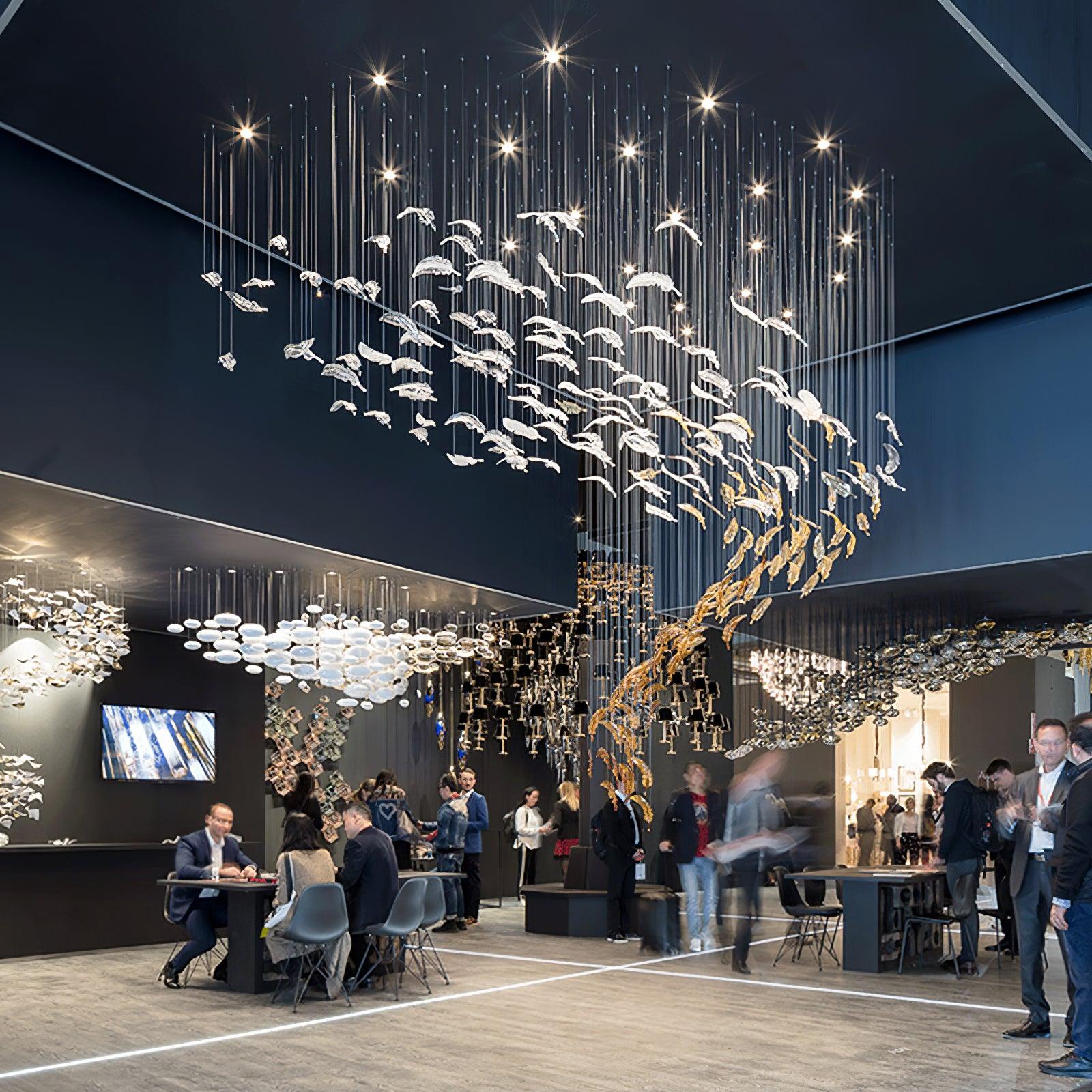 Aetherial Glass Leaf Chandelier