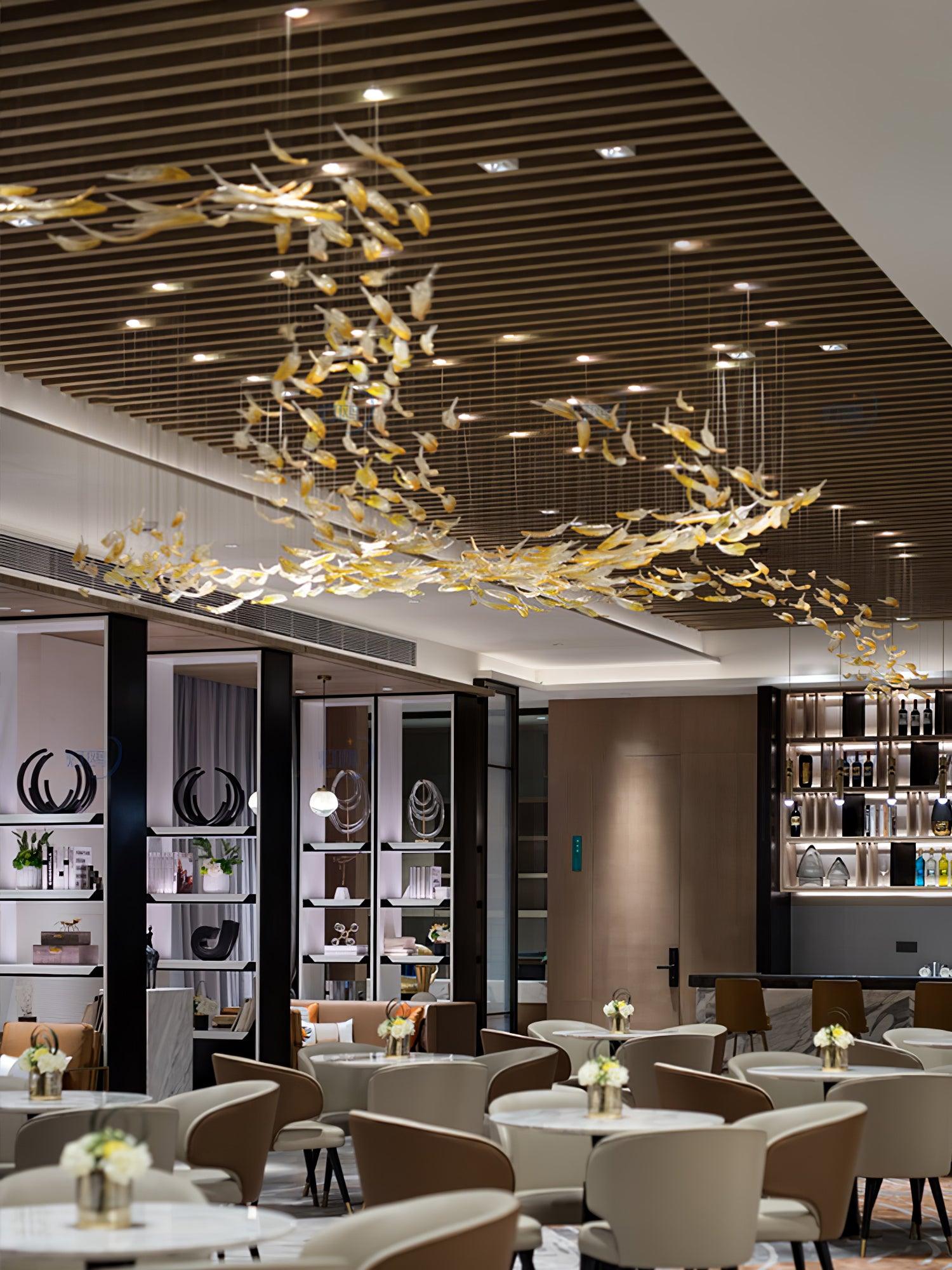 Aetherial Glass Leaf Chandelier
