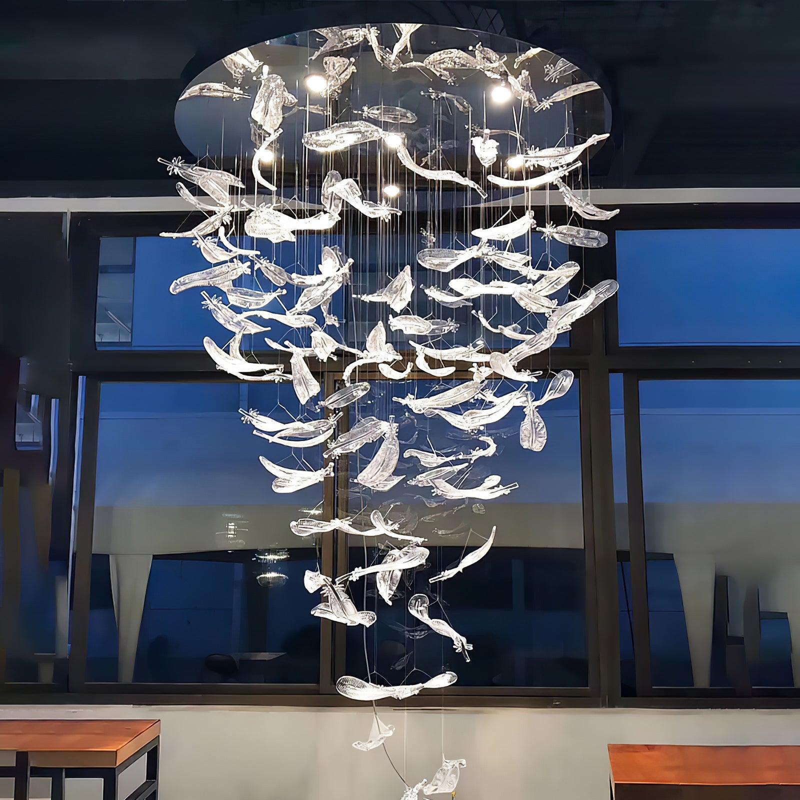 Aetherial Glass Leaf Chandelier