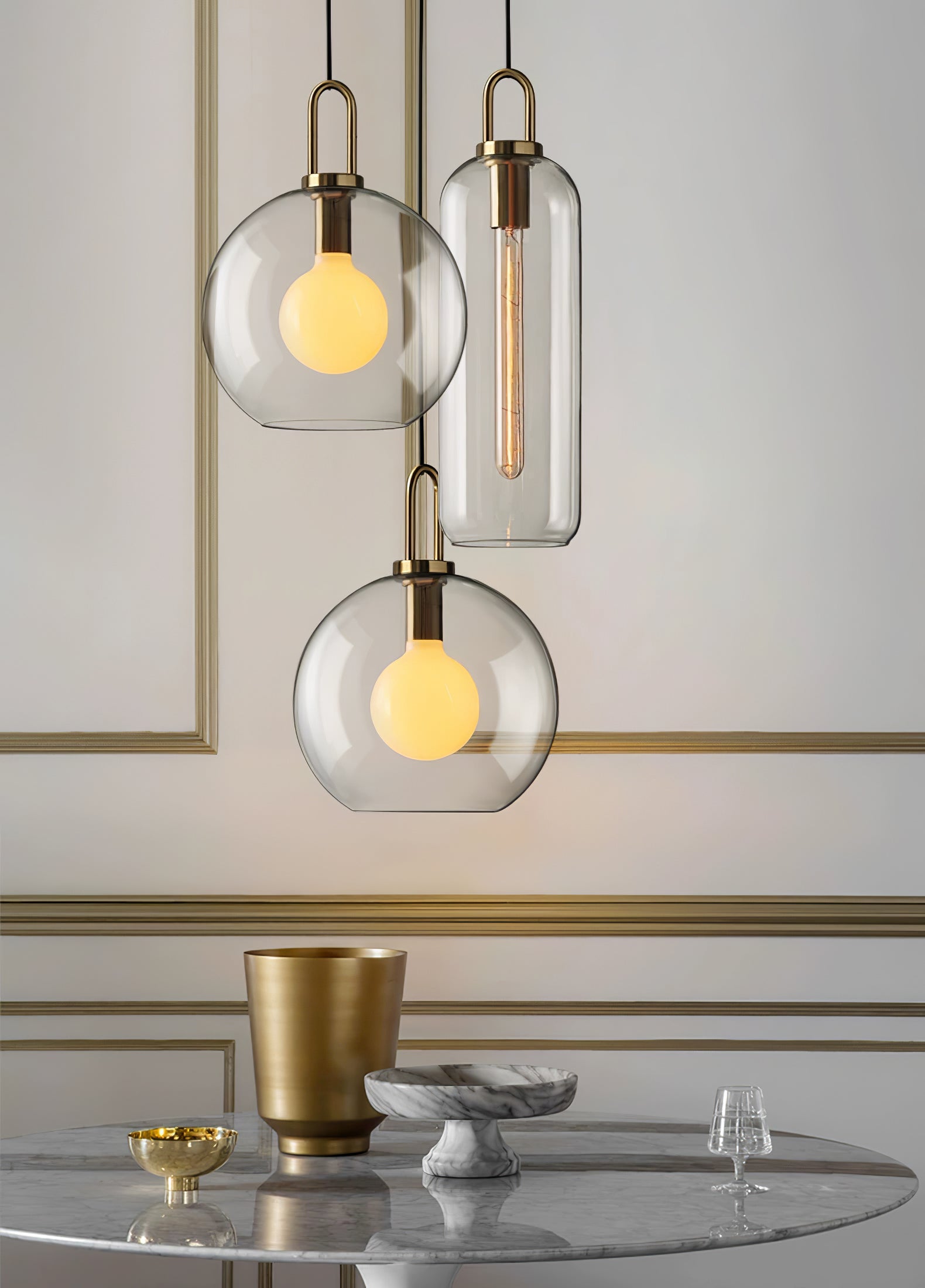 Sevelo Pendant Lamp Frosted Glass Swag Adjustable