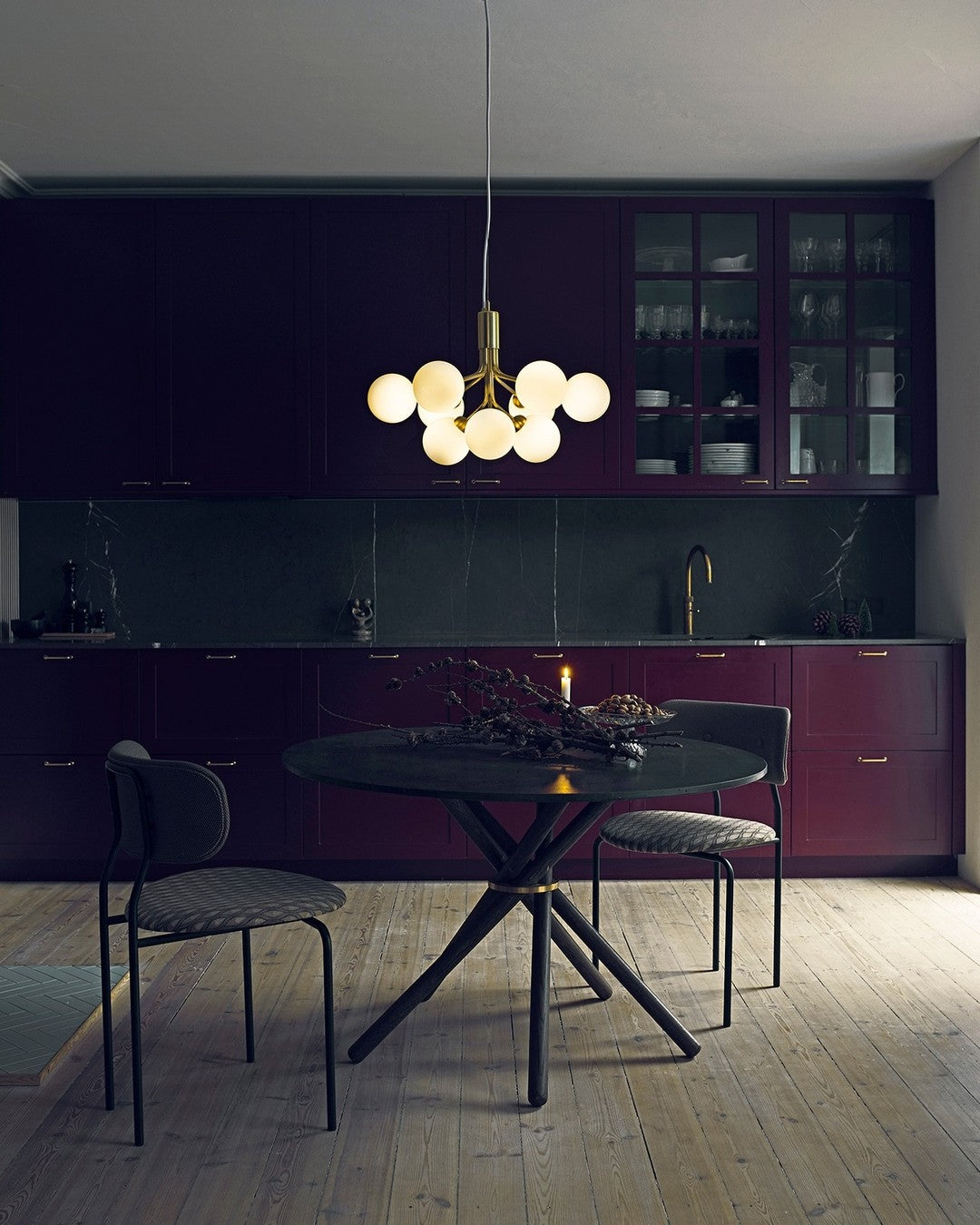 Eirelelle Pendant Lamp Glass Globe Cluster Brass