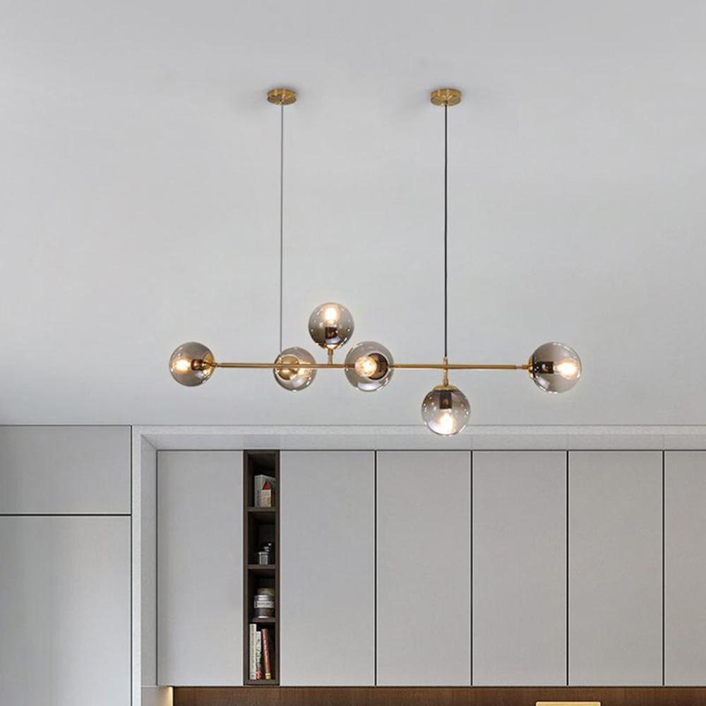 Yorvin Pendant Lamp Orb Brass Glass for Living Room