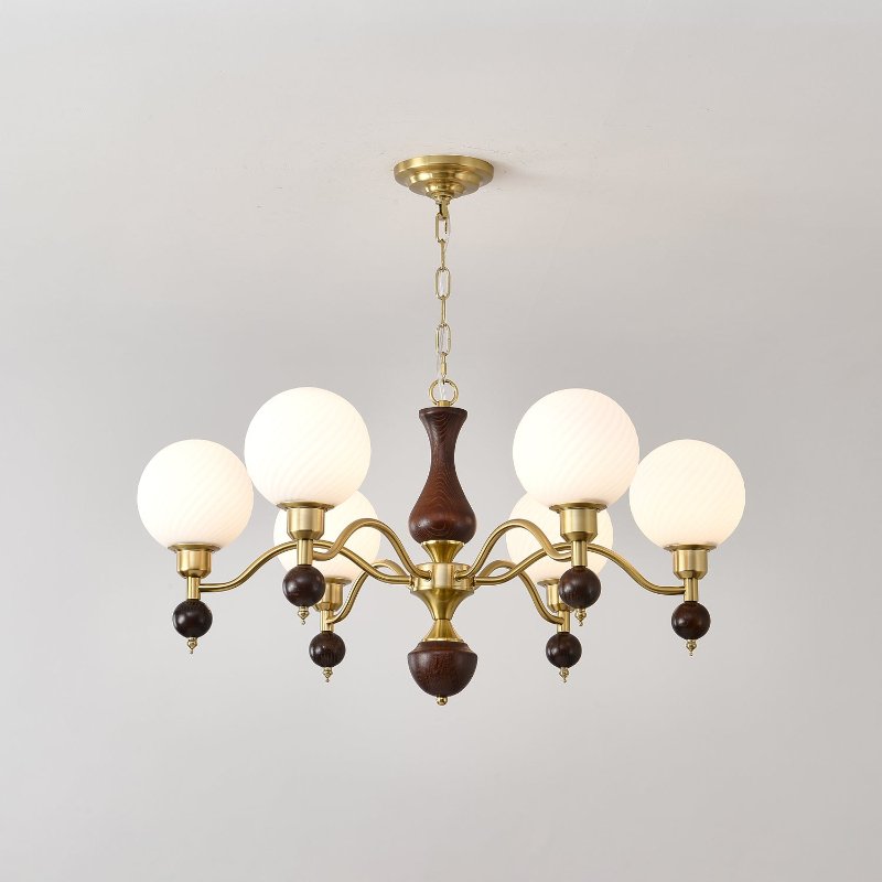 Evelynne Globe Orb Wood Chandelier