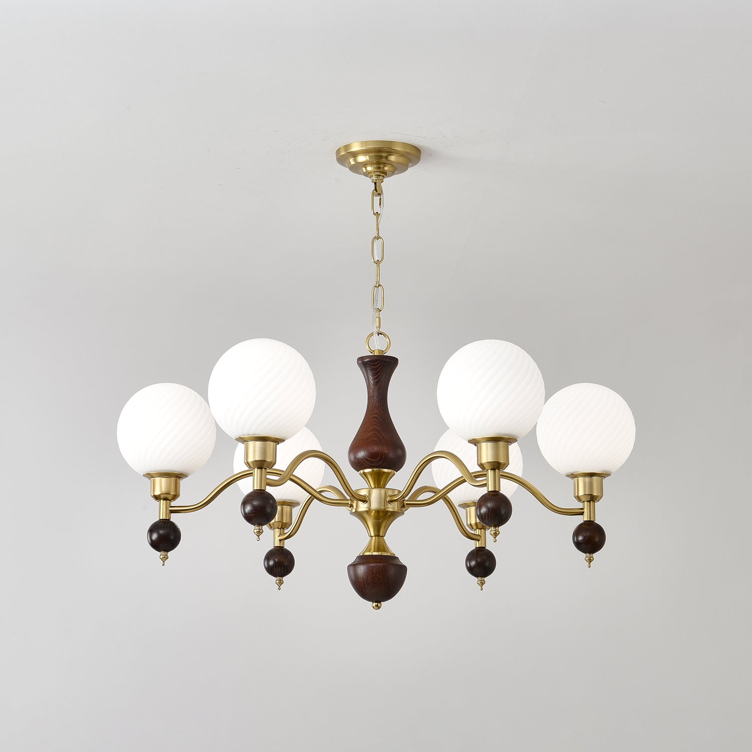 Evelynne Globe Orb Wood Chandelier