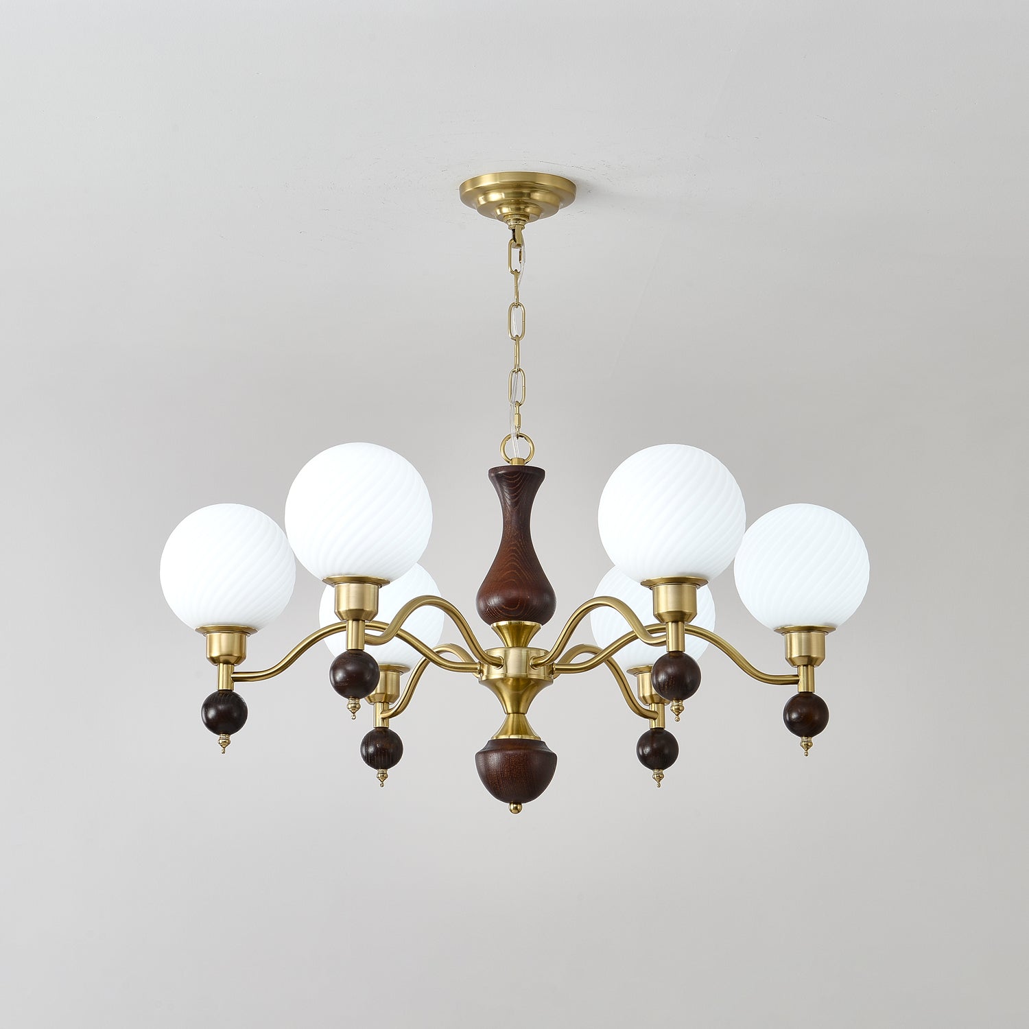 Evelynne Globe Orb Wood Chandelier