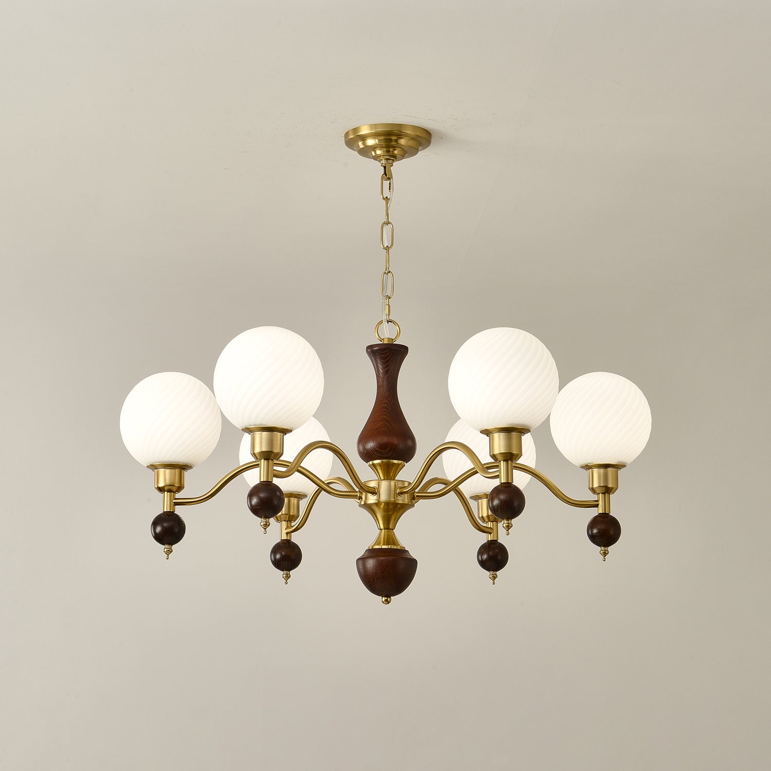 Evelynne Globe Orb Wood Chandelier