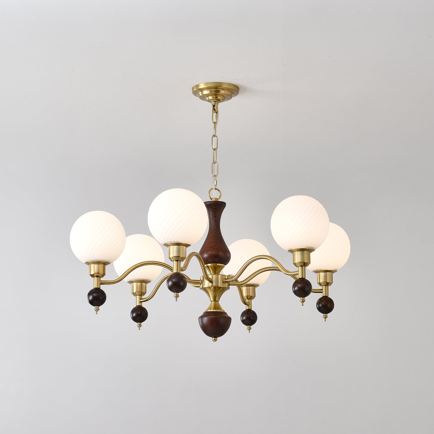 Evelynne Globe Orb Wood Chandelier