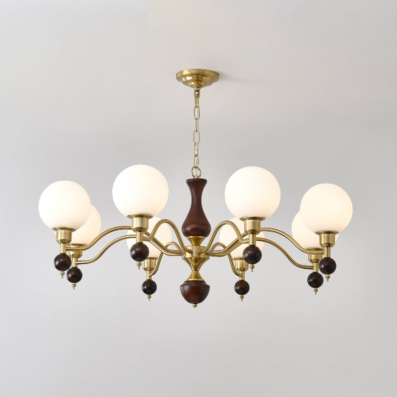 Evelynne Globe Orb Wood Chandelier