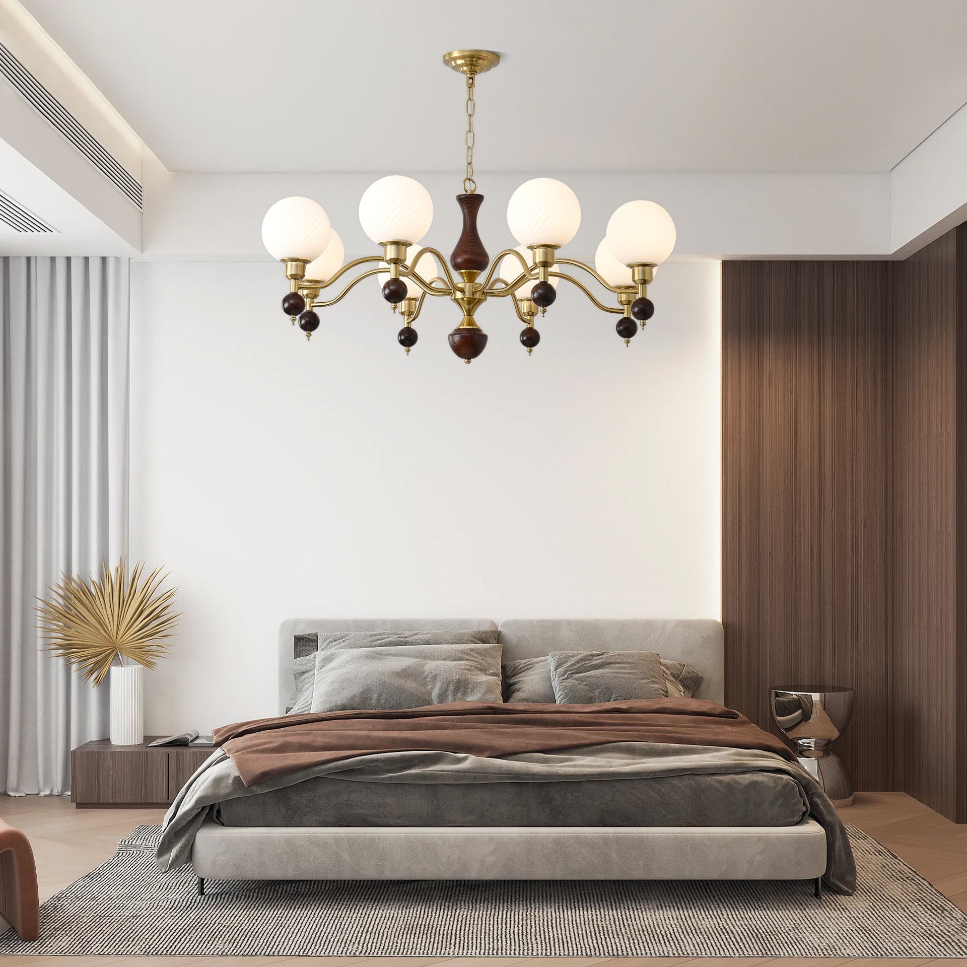 Evelynne Globe Orb Wood Chandelier