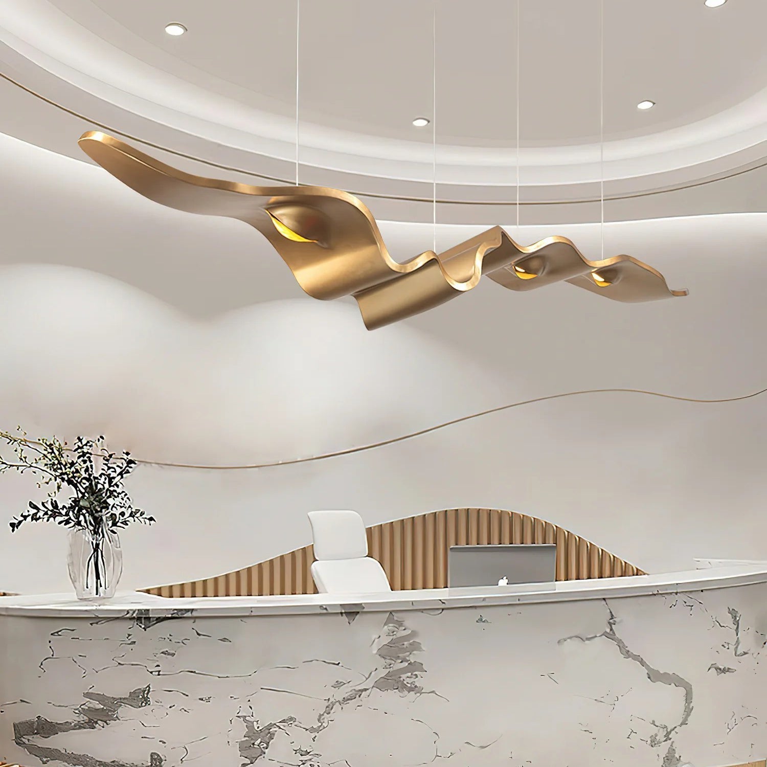 Raelis Gold Ribbon Chandelier